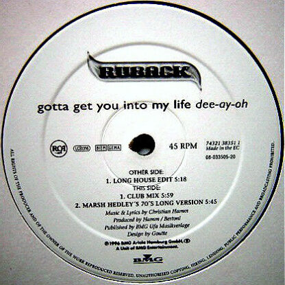 Ruback - Gotta Get You Into My Life Dee-Ay-Oh (12", Promo)