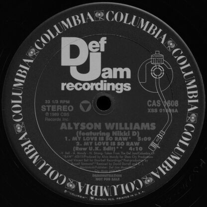 Alyson Williams Featuring Nikki D - My Love Is So Raw (12", Promo)