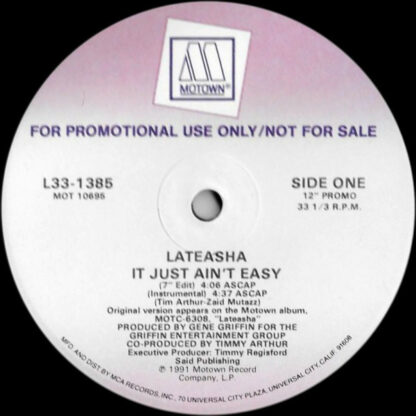 Lateasha - It Just Ain't Easy (12", Promo)