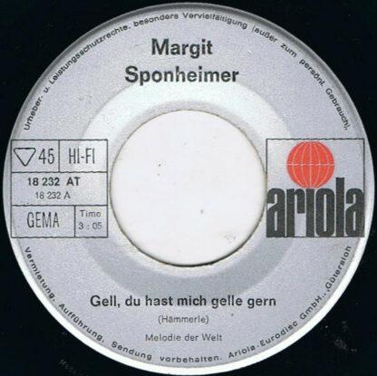 Margit Sponheimer - Gell, Du Hast Mich Gelle Gern (7", Single, RE, Sil)