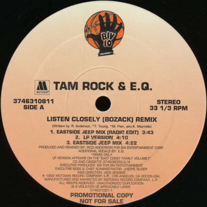 Tam Rock* & E.Q. - Listen Closely (Bozack) (Remix) (12", Promo)
