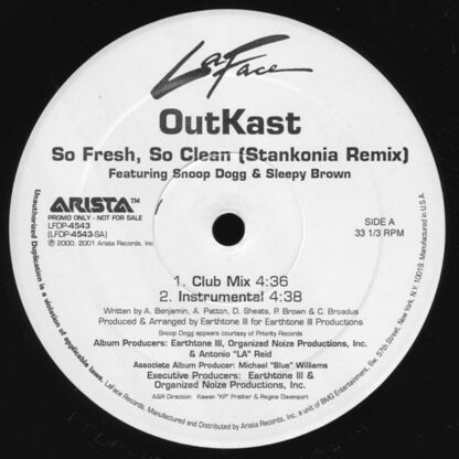 OutKast - So Fresh, So Clean (Stankonia Remix) (12", Promo)