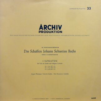 Johann Sebastian Bach − August Wenzinger, Fritz Neumeyer - 3 Sonaten Für Viola Da Gamba Und Obligates Cembalo (LP, Mono, RE)