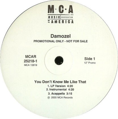 Damozel - You Don't Know Me Like That (12", Single, Promo)