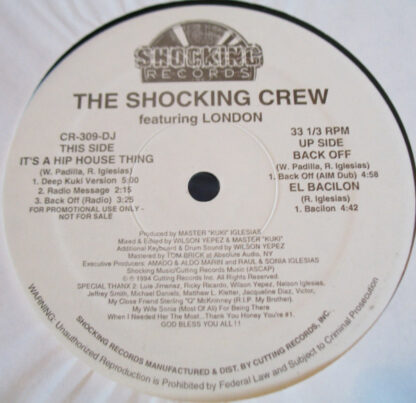 The Shocking Crew featuring London - It's A Hip House Thing (12", Promo)