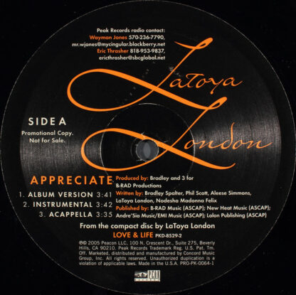 Latoya London Featuring Black Thought - Appreciate (12", Single, Promo)