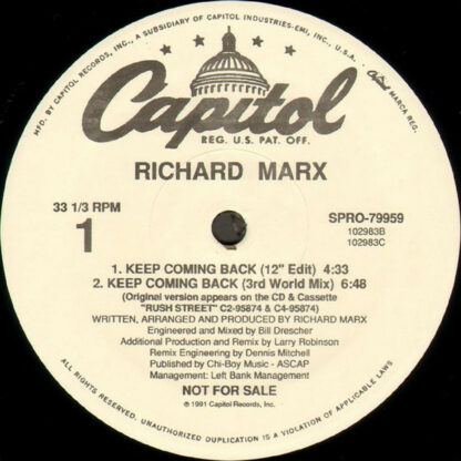 Richard Marx - Keep Coming Back (12", Promo)