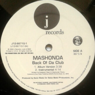 Mashonda - Back Of Da Club (12", Promo)