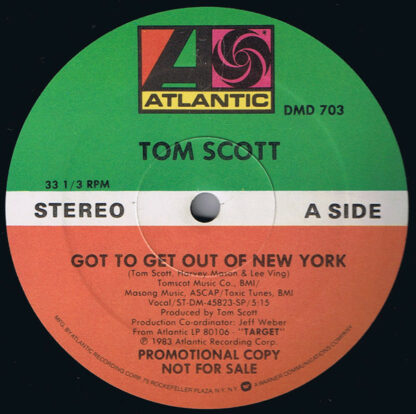 Tom Scott - Got To Get Out Of New York / Aerobia (12", Promo)