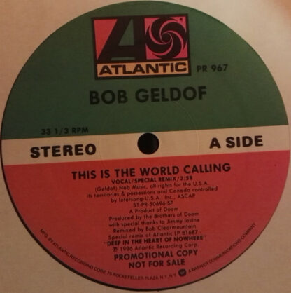 Bob Geldof - This Is The World Calling (12", Promo)