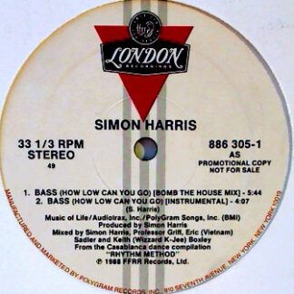 Simon Harris - Bass (How Low Can You Go) (12", Single, Promo)