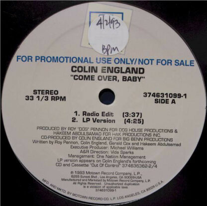 Colin England - Come Over, Baby (12", Promo)