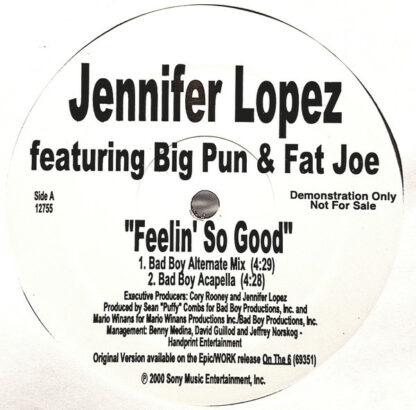 Jennifer Lopez featuring Big Pun* & Fat Joe - Feelin' So Good (Bad Boy Remix) (12", Single, Promo)