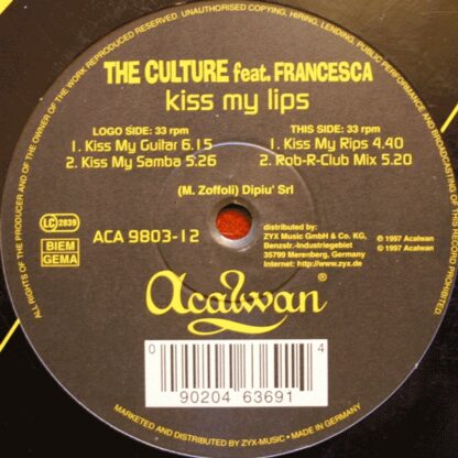 The Culture Feat. Francesca (2) - Kiss My Lips (12")