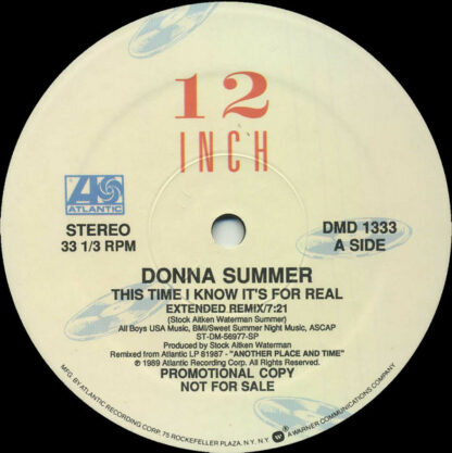 Donna Summer - This Time I Know It's For Real (12", Promo)
