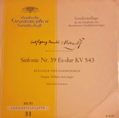 Wolfgang Amadeus Mozart - Berliner Philharmoniker , Dirigent: Wilhelm Furtwängler - Sinfonie Nr. 39 Es-Dur KV 543 (10", Mono, Club, Ltd)