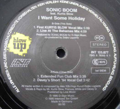 Sonic Boom (3) Feat. Kurtis Blow - I Want Some Holiday (12")