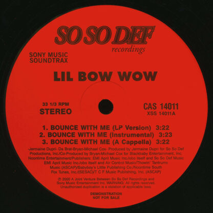 Lil Bow Wow* - Bounce With Me / Ooh Big Momma (12", Promo)
