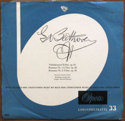 Ludwig van Beethoven, Heinrich Hollreiser, Bronislaw Gimpel, Bamberger Symphoniker - Violinkonzert D-Dur Op.61 / Romanze Nr.1 G-Dur Op.40 / Romanze Nr.2 F-Dur Op.50 (LP, Album)
