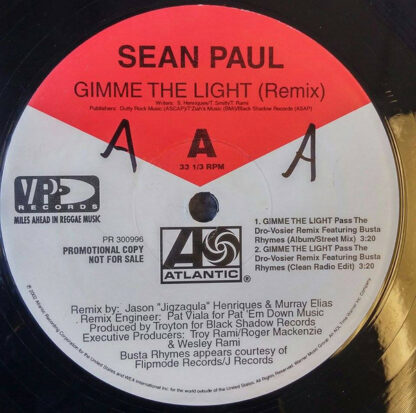 Sean Paul - Gimme The Light (Remix) (12", Promo)
