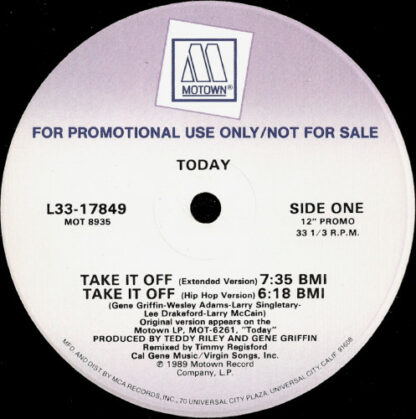 Today - Take It Off (12", Promo)
