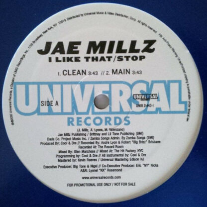 Jae Millz - I Like That / Stop (12", Promo)