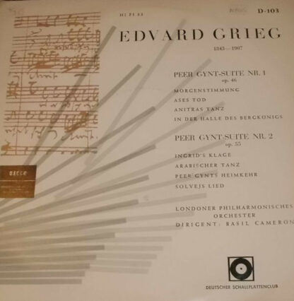 Edvard Grieg, Londoner Philharmonisches Orchester* Dirigent: Basil Cameron - Peer Gynt-Suite Nr. I Op. 46 / Peer Hynt-Suite Nr. II Op. 55 (10", Album, Club)