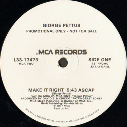 Giorge Pettus - Make It Right (12", Promo)