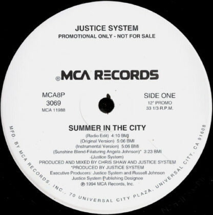 Justice System - Summer In The City (12", Promo)