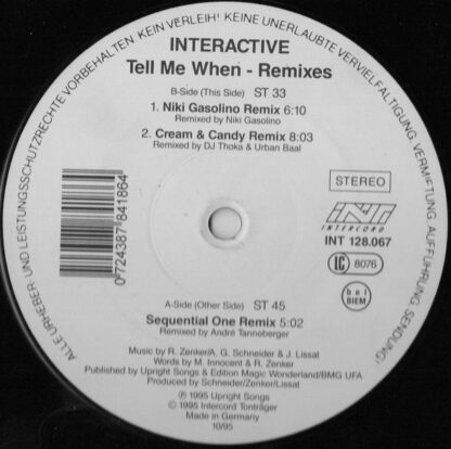 Interactive - Tell Me When (Remixes) (12")