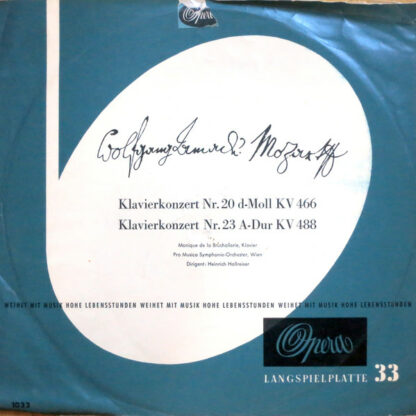 Wolfgang Amadeus Mozart, Monique de la Bruchollerie, Pro Musica Symphonie-Orchester, Wien*, Heinrich Hollreiser - Klavierkonzert Nr. 20 D-moll KV 466 - Klavierkonzert Nr. 23 A-dur KV 488 (LP, Comp, Mono, Club)