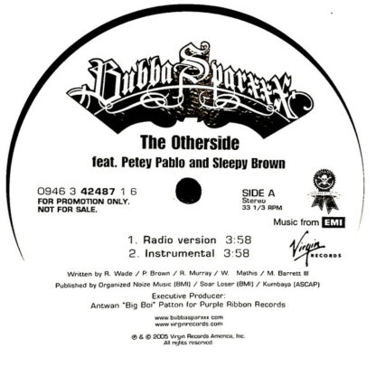 Bubba Sparxxx Feat. Petey Pablo And Sleepy Brown - The Otherside (12", Single, Promo)
