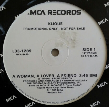 Klique - A Woman, A Lover, A Friend (12", Promo)